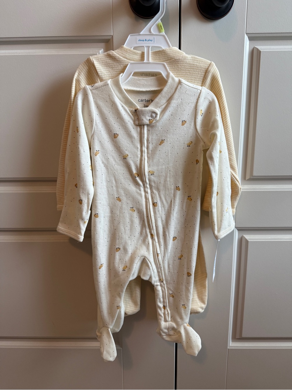 Carter's Cream Footed One-Piece with Yellow Dot Accents